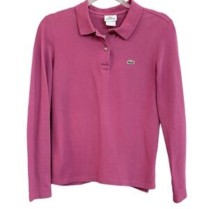 Lacoste Long Sleeve Polo Shirt in Mauve Rose Pink | Size 40* (Small)